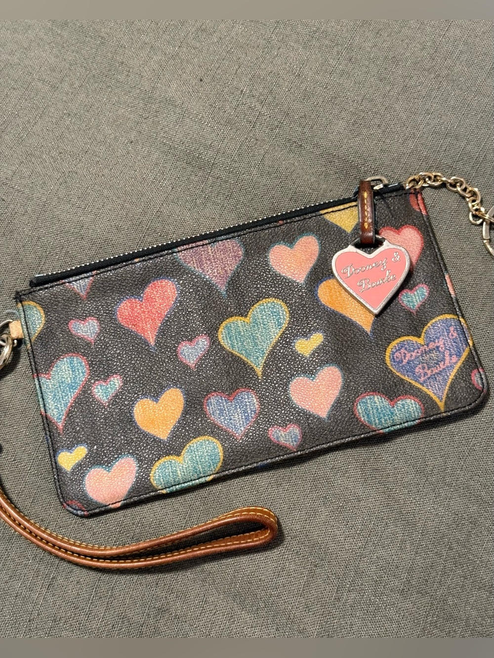 Dooney & Bourke Black Heart-Print Wristlet